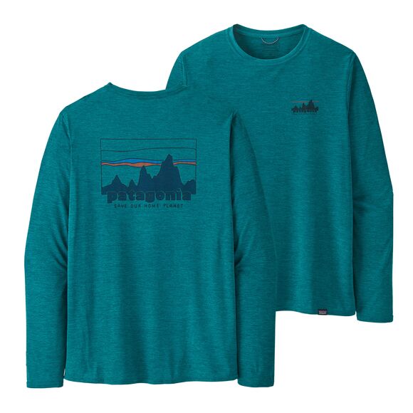 Patagonia Capilene Cool Daily Graphic Long-Sleeve Shirt - Men's 73 Skyline/Belay Blue X-Dye, XL