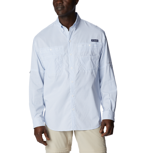 Columbia PFG Fishing Shirt Long Sleeve M Navy Blue Nylon Omni
