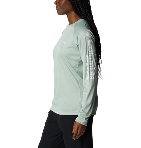 Columbia Women's PFG Tidal Tee Heather Long Sleeve Shirt - Cool Green