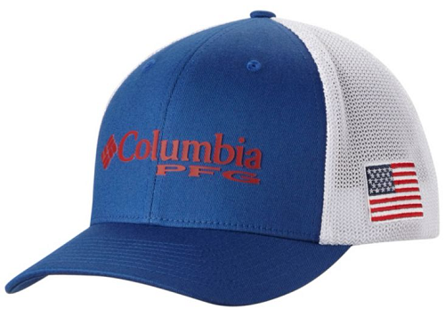 Columbia PFG Flexfit Mesh Fish Flag Ball Cap - Black/Graphite - L/XL