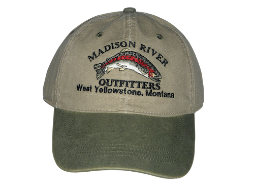 MRO Classic Logo Wear Ball Cap - Khaki / Conifer - Madison River Outfitters