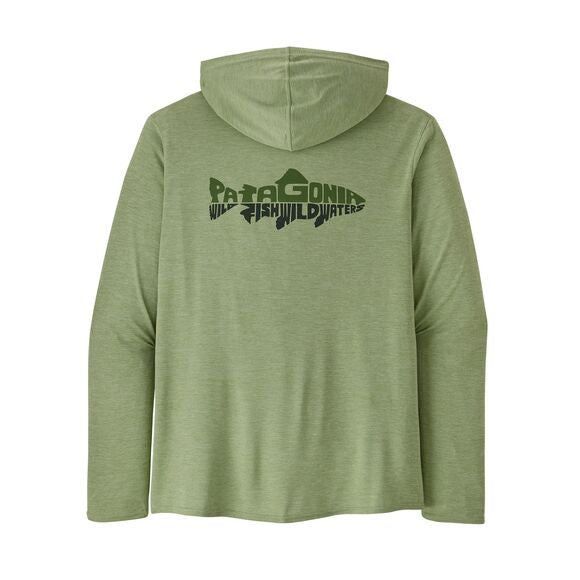 Patagonia Men's Capilene Cool Daily Graphic Hoody - Relaxed - Fitz Roy Trout w/Trout: Salt Grey X-Dye