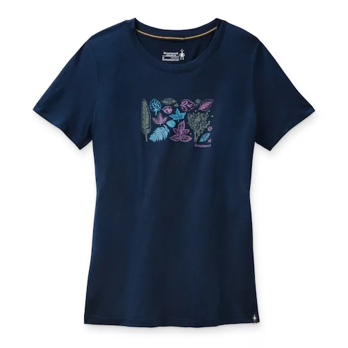 Merino Sport 150 Spring Leaves Graphic Tee -  Deep Navy