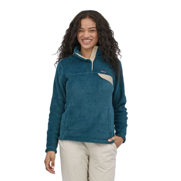Patagonia Women's Re-Tool Snap-T Pullover - Feather Grey - Ink Black X-Dye w/Abalone Blue