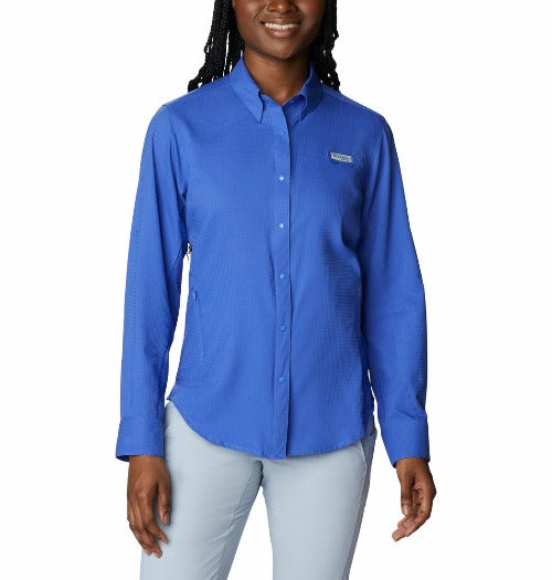 Columbia Women's Tamiami II Short Sleeve Shirt, White Cap Blue - L